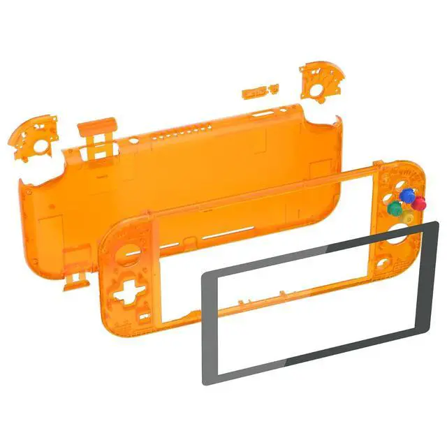 Alt view image 2 of 7 - Clear Orange DIY Replacement Shell for Nintendo Switch Lite, NSL Handheld Controller Housing with Screen Protector, Custom Case Cover for Nintendo Switch Lite @