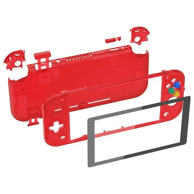 Alt view image 2 of 7 - Clear Red DIY Replacement Shell for Nintendo Switch Lite, NSL Handheld Controller Housing with Screen Protector, Custom Case Cover for Nintendo Switch Lite @