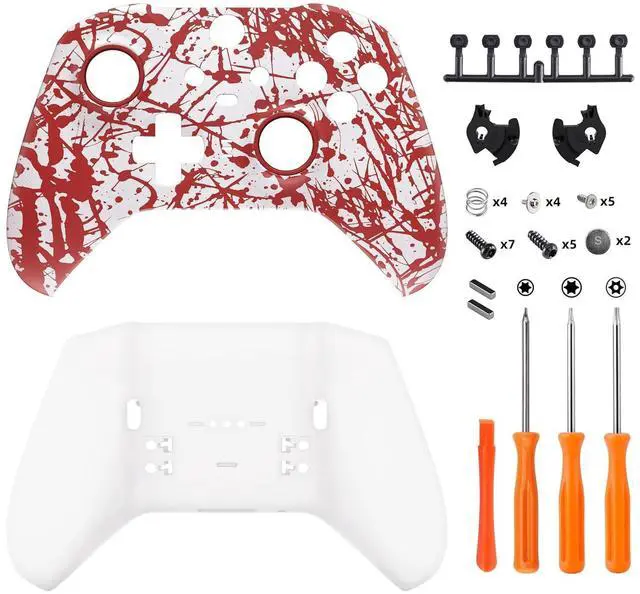 Main image of Blood Patterned Faceplate Shell + White Bottom Shell for Xbox Elite Series 2, Elite Series 2 Core Controller - Wood Grain @