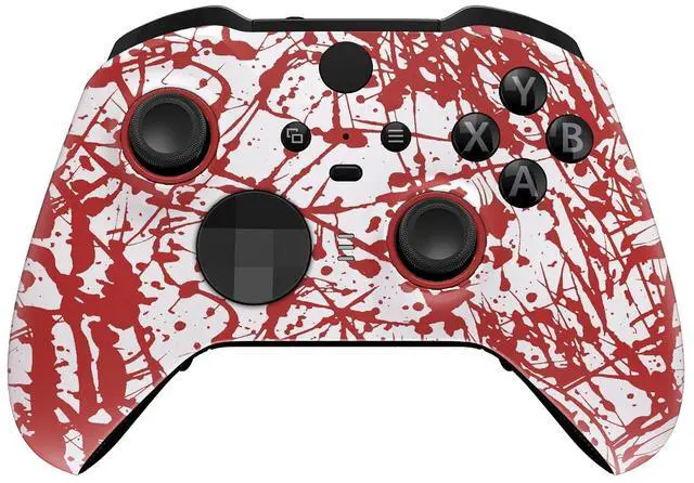 Alt view image 3 of 7 - Blood Patterned Faceplate Shell + White Bottom Shell for Xbox Elite Series 2, Elite Series 2 Core Controller - Wood Grain @