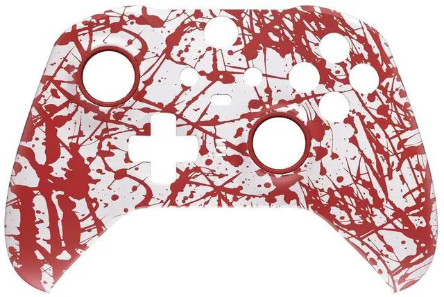 Alt view image 5 of 7 - Blood Patterned Faceplate Shell + White Bottom Shell for Xbox Elite Series 2, Elite Series 2 Core Controller - Wood Grain @