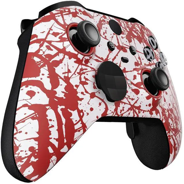 Alt view image 7 of 7 - Blood Patterned Faceplate Shell + White Bottom Shell for Xbox Elite Series 2, Elite Series 2 Core Controller - Wood Grain @