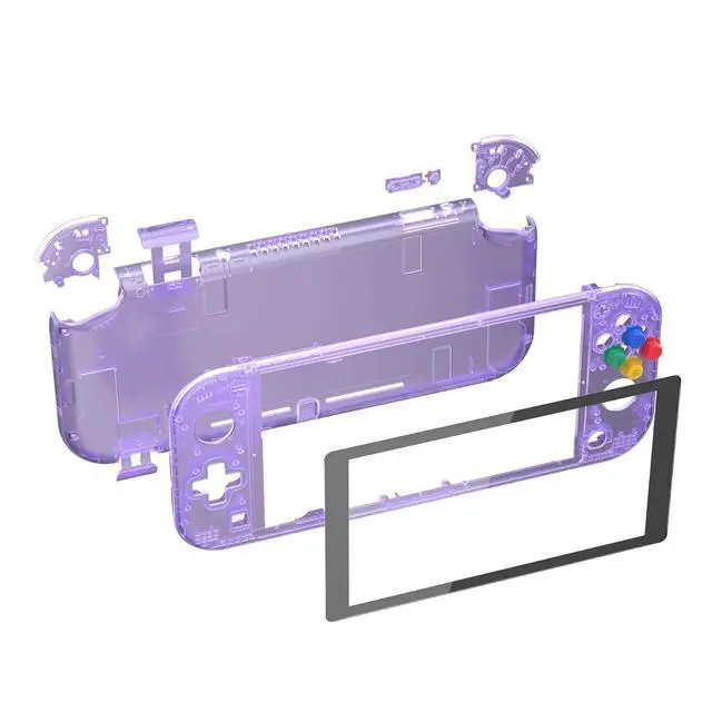 Alt view image 2 of 7 - Clear Atomic Purple DIY Replacement Shell for Nintendo Switch Lite, NSL Handheld Controller Housing w/Screen Protector, Custom Case Cover for Nintendo Switch Lite @