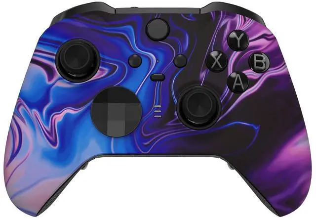 Alt view image 3 of 7 - Origin of Chaos Patterned Faceplate Shell + Textured Black Bottom Shell for Xbox Elite Series 2, Elite Series 2 Core Controller - Wood Grain @