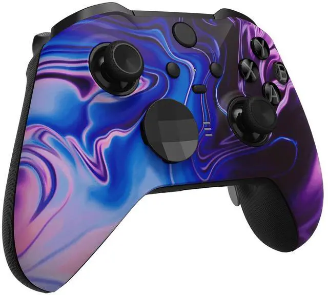 Alt view image 7 of 7 - Origin of Chaos Patterned Faceplate Shell + Textured Black Bottom Shell for Xbox Elite Series 2, Elite Series 2 Core Controller - Wood Grain @