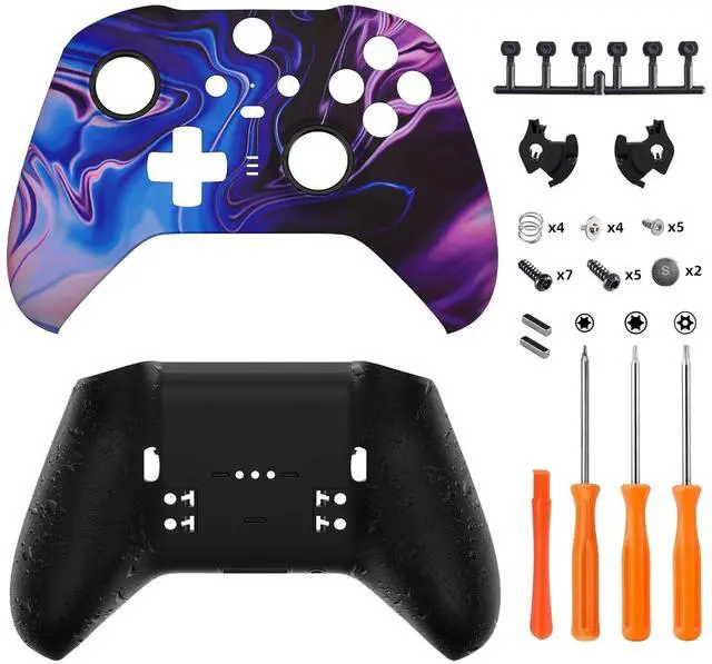Main image of Origin of Chaos Patterned Faceplate Shell + Textured Black Bottom Shell for Xbox Elite Series 2, Elite Series 2 Core Controller - Wood Grain @