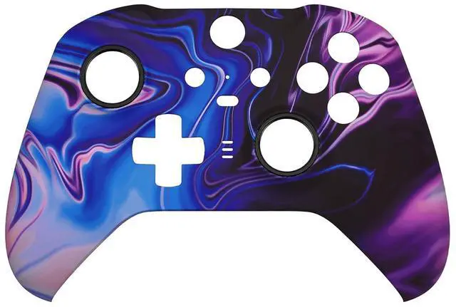 Alt view image 5 of 7 - Origin of Chaos Patterned Faceplate Shell + Textured Black Bottom Shell for Xbox Elite Series 2, Elite Series 2 Core Controller - Wood Grain @