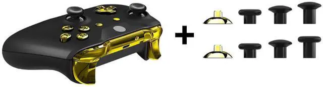 Main image of Chrome Gold ThumbsGear Interchangeable Ergonomic Thumbstick + Replacement Buttons for Xbox One S, Xbox One X Controller @