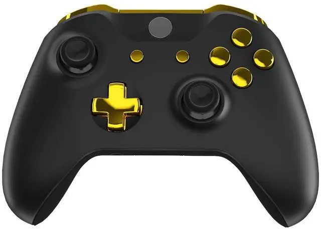 Alt view image 5 of 7 - Chrome Gold ThumbsGear Interchangeable Ergonomic Thumbstick + Replacement Buttons for Xbox One S, Xbox One X Controller @