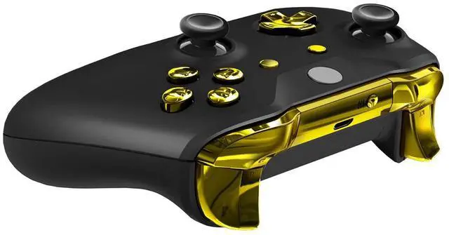 Alt view image 7 of 7 - Chrome Gold ThumbsGear Interchangeable Ergonomic Thumbstick + Replacement Buttons for Xbox One S, Xbox One X Controller @