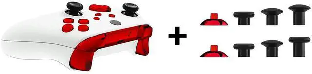 Main image of Chrome Red ThumbsGear Interchangeable Ergonomic Thumbstick + Replacement Buttons for Xbox Series S/X Controller @