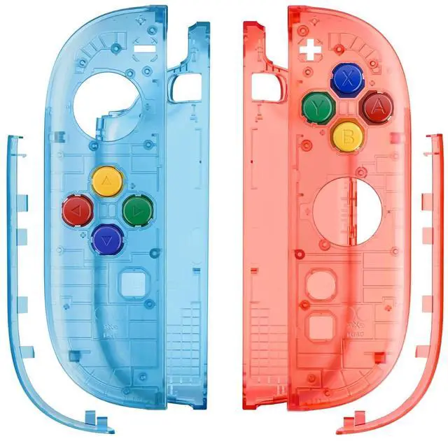 Main image of Replacement Shell Buttons for Joycon 2, Clear Blue & Orange Custom Housing Faceplate Case + Decorative Strips + ABXY Direction Keys Tools for Nintendo Switch 2 Controller - Essence Version @