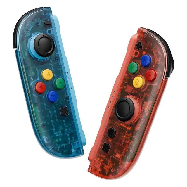 Alt view image 2 of 7 - Replacement Shell Buttons for Joycon 2, Clear Blue & Orange Custom Housing Faceplate Case + Decorative Strips + ABXY Direction Keys Tools for Nintendo Switch 2 Controller - Essence Version @