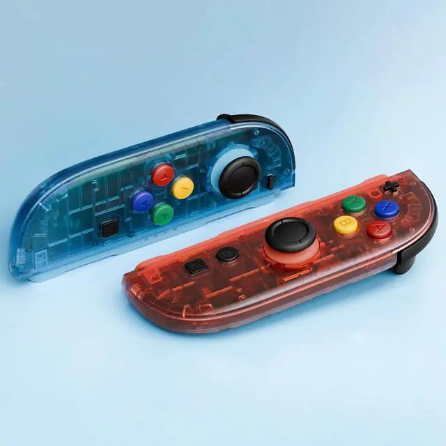 Alt view image 5 of 7 - Replacement Shell Buttons for Joycon 2, Clear Blue & Orange Custom Housing Faceplate Case + Decorative Strips + ABXY Direction Keys Tools for Nintendo Switch 2 Controller - Essence Version @