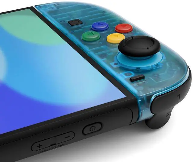Alt view image 6 of 7 - Replacement Shell Buttons for Joycon 2, Clear Blue & Orange Custom Housing Faceplate Case + Decorative Strips + ABXY Direction Keys Tools for Nintendo Switch 2 Controller - Essence Version @