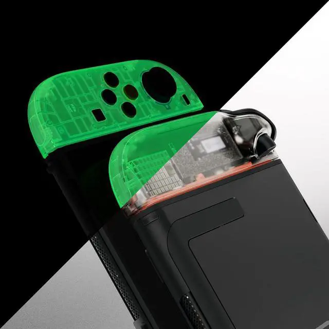 Alt view image 4 of 7 - Replacement Shell Buttons for Joycon 2, Housing Faceplate Case + Decorative Strips + ABXY Direction Keys + Tools for Nintendo Switch 2 Controller - Essence Version - Glow in Dark - Green @