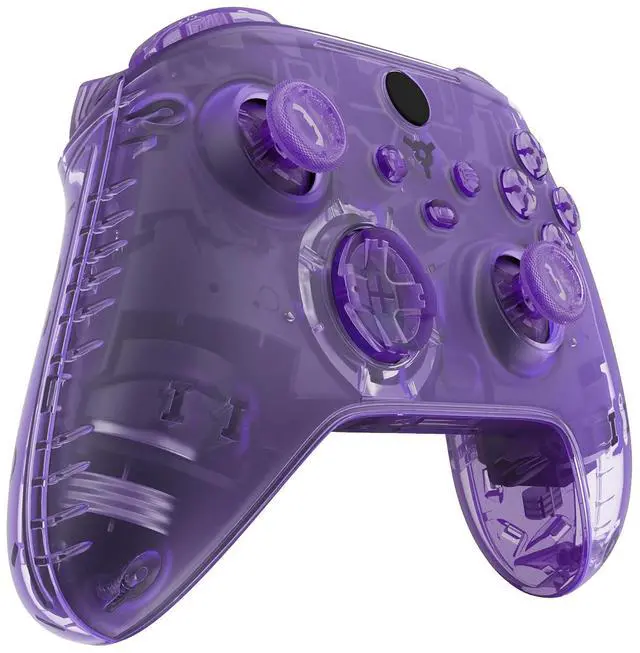 Alt view image 5 of 7 - Full Set Shell Buttons for Xbox Series X & S Controller, Clear Atomic Purple Replacement Side Rails Grips Front Back Plate Cover for Xbox Core Wireless Controller @