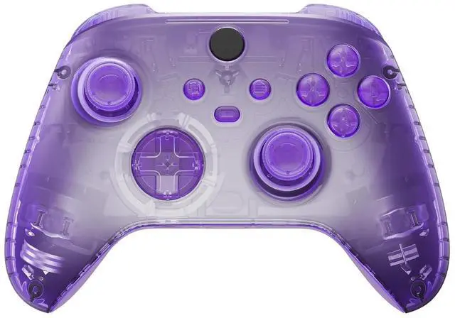 Alt view image 7 of 7 - Full Set Shell Buttons for Xbox Series X & S Controller, Clear Atomic Purple Replacement Side Rails Grips Front Back Plate Cover for Xbox Core Wireless Controller @