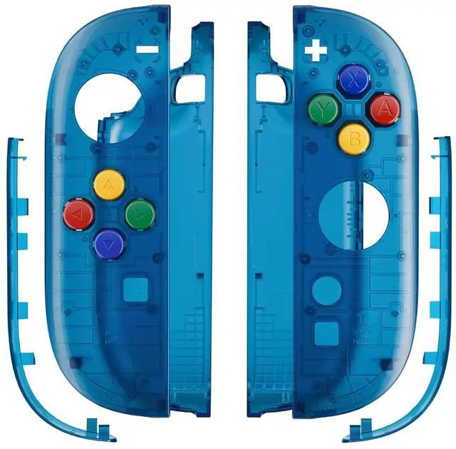 Main image of Replacement Shell Buttons for Joycon 2, Custom Housing Faceplate Case + Decorative Strips + ABXY Direction Keys + Tools for Nintendo Switch 2 Controller - Essence Version - Clear Blue @