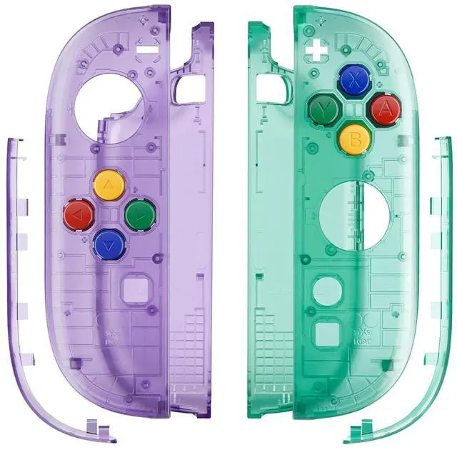 Main image of Replacement Shell Buttons for Joycon 2, Clear Purple & Green Custom Housing Faceplate Case + Decorative Strips + ABXY Direction Key Tools for Nintendo Switch 2 Controller - Essence Version @