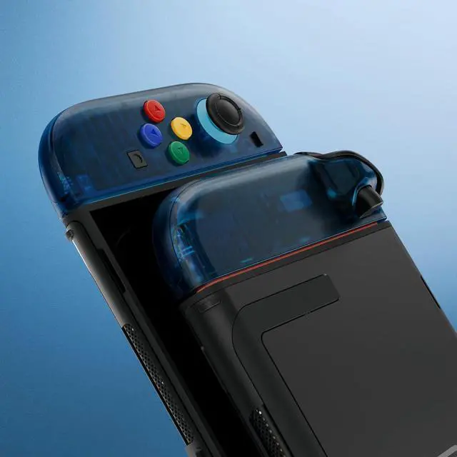 Alt view image 4 of 7 - Replacement Shell Buttons for Joycon 2, Custom Housing Faceplate Case + Decorative Strips + ABXY Direction Keys + Tools for Nintendo Switch 2 Controller - Essence Version - Clear Blue @