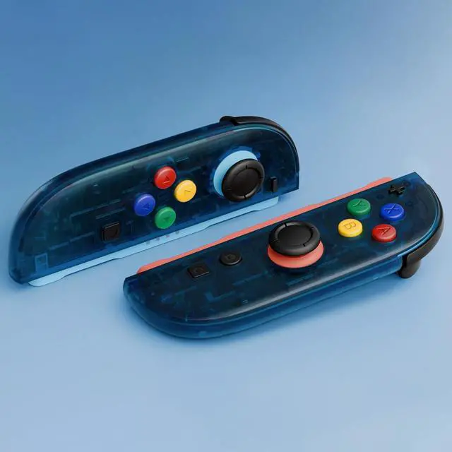 Alt view image 6 of 7 - Replacement Shell Buttons for Joycon 2, Custom Housing Faceplate Case + Decorative Strips + ABXY Direction Keys + Tools for Nintendo Switch 2 Controller - Essence Version - Clear Blue @
