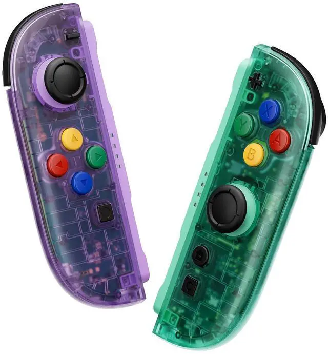 Alt view image 2 of 7 - Replacement Shell Buttons for Joycon 2, Clear Purple & Green Custom Housing Faceplate Case + Decorative Strips + ABXY Direction Key Tools for Nintendo Switch 2 Controller - Essence Version @