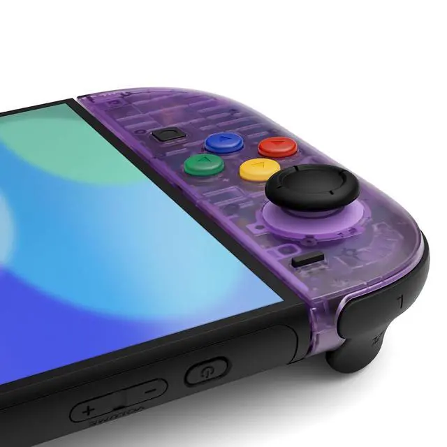 Alt view image 6 of 7 - Replacement Shell Buttons for Joycon 2, Clear Purple & Green Custom Housing Faceplate Case + Decorative Strips + ABXY Direction Key Tools for Nintendo Switch 2 Controller - Essence Version @