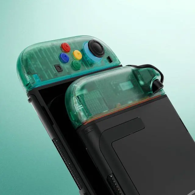 Alt view image 4 of 7 - Replacement Shell Buttons for Joycon 2, Custom Housing Faceplate Case + Decorative Strips + ABXY Direction Keys + Tools for Nintendo Switch 2 Controller - Essence Version - Emerald Green @