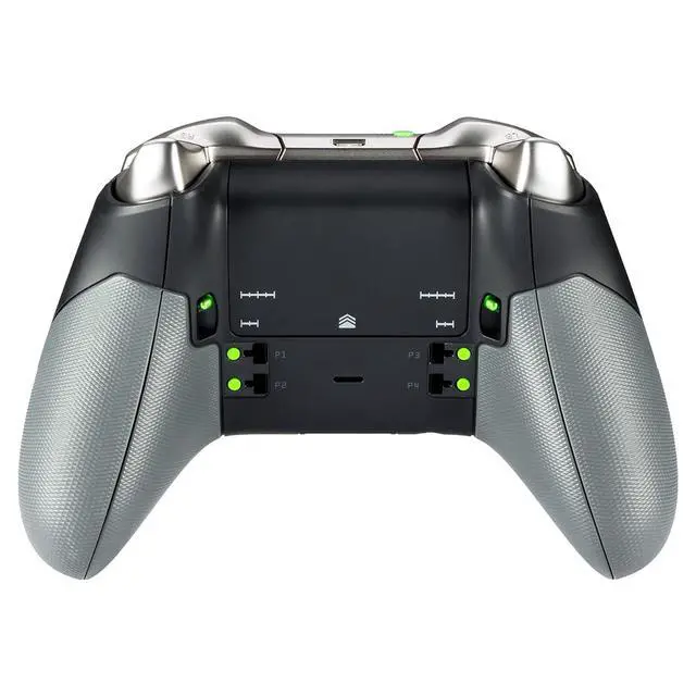 Alt view image 4 of 7 - Gray Rubberized Right Left Side Rails, Replacement Rear Handle Grips, Back Panels Faceplates Kits for Xbox One Elite Controller (Model 1698) @