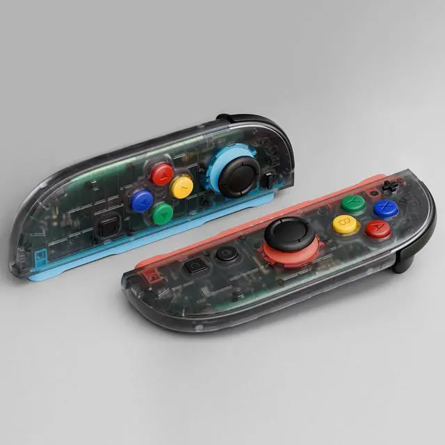 Alt view image 6 of 7 - DIY Replacement Shell Buttons for Joycon 2, Housing Faceplate Case + Decorative Strips + ABXY Direction Keys + Tools for Nintendo Switch 2 Controller - Essence Version - Clear Slate Black @