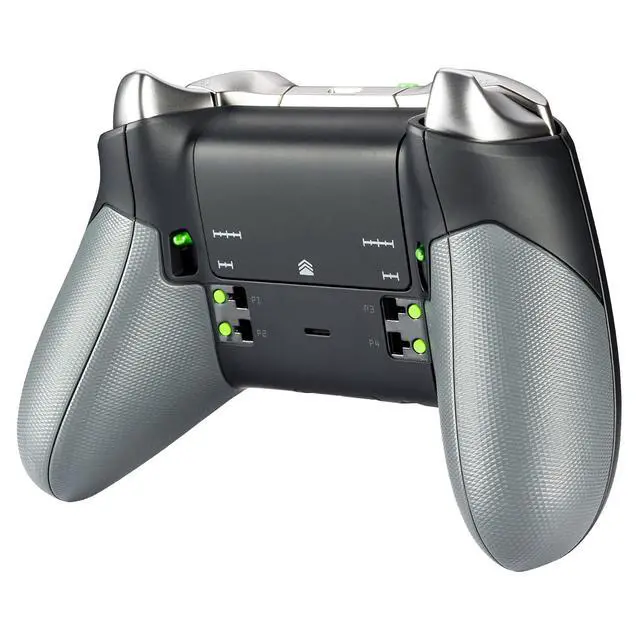 Alt view image 6 of 7 - Gray Rubberized Right Left Side Rails, Replacement Rear Handle Grips, Back Panels Faceplates Kits for Xbox One Elite Controller (Model 1698) @