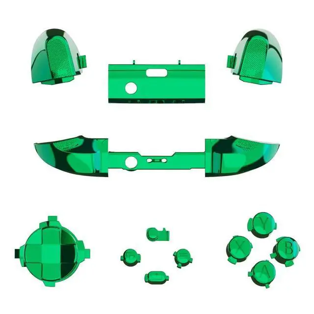 Alt view image 3 of 7 - Replacement Buttons for Xbox Core Wireless Controller, Chrome Green Glossy Custom LB RB LT RT Bumpers Trigers Dpad ABXY Start Back Sync Share Keys Parts for Xbox Series X & S Controller @