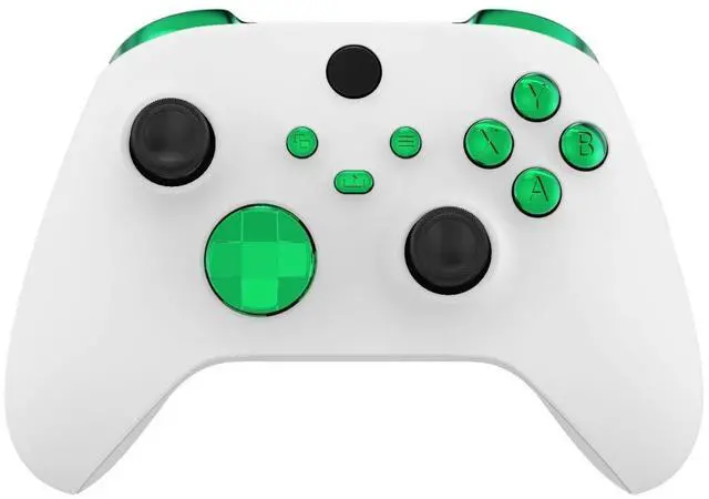 Main image of Replacement Buttons for Xbox Core Wireless Controller, Chrome Green Glossy Custom LB RB LT RT Bumpers Trigers Dpad ABXY Start Back Sync Share Keys Parts for Xbox Series X & S Controller @