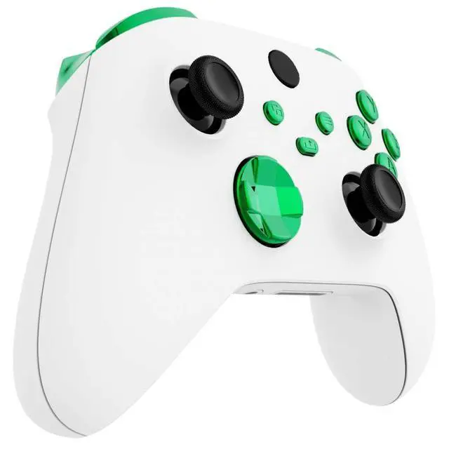 Alt view image 4 of 7 - Replacement Buttons for Xbox Core Wireless Controller, Chrome Green Glossy Custom LB RB LT RT Bumpers Trigers Dpad ABXY Start Back Sync Share Keys Parts for Xbox Series X & S Controller @