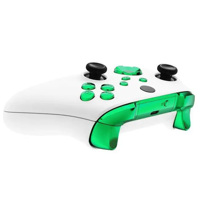 Alt view image 6 of 7 - Replacement Buttons for Xbox Core Wireless Controller, Chrome Green Glossy Custom LB RB LT RT Bumpers Trigers Dpad ABXY Start Back Sync Share Keys Parts for Xbox Series X & S Controller @