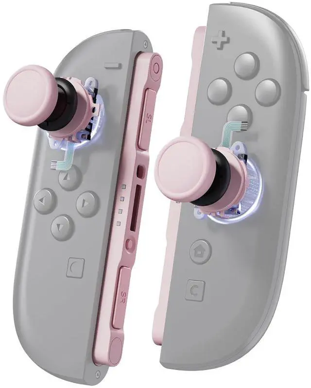 Main image of Replacement 3D Joystick & Thumb Grips & Side Rail Shell Buttons for Nintendo Switch 2 JoyCon, Console Rail Stickers Left Right Analog Thumbsticks Caps for Switch 2 - Cherry Blossoms Pink @