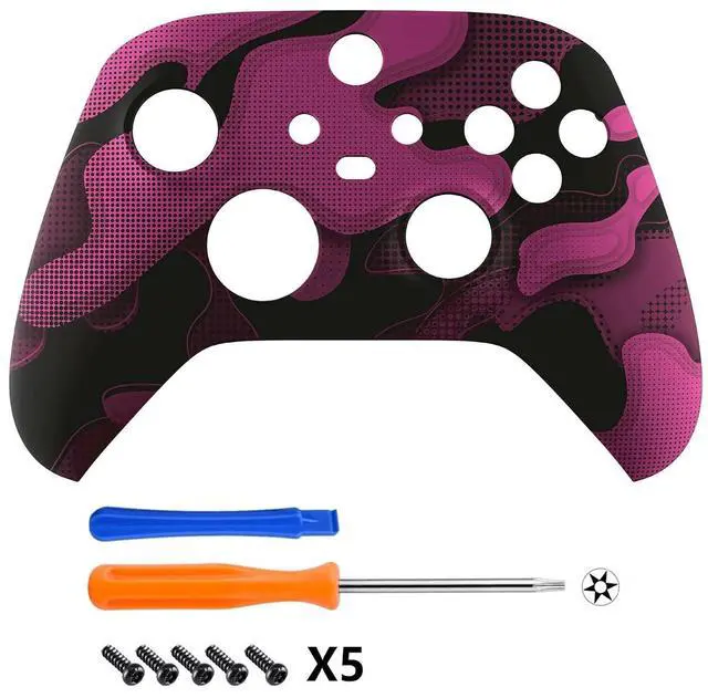 Alt view image 3 of 7 - Replacement Shell for Xbox Series X & S Controller - Unleash Your Style - Rose Red Black Camouflage Custom Front Housing Cover for Xbox Core Controller Wireless @