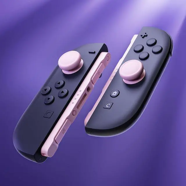 Alt view image 4 of 7 - Replacement 3D Joystick & Thumb Grips & Side Rail Shell Buttons for Nintendo Switch 2 JoyCon, Console Rail Stickers Left Right Analog Thumbsticks Caps for Switch 2 - Cherry Blossoms Pink @