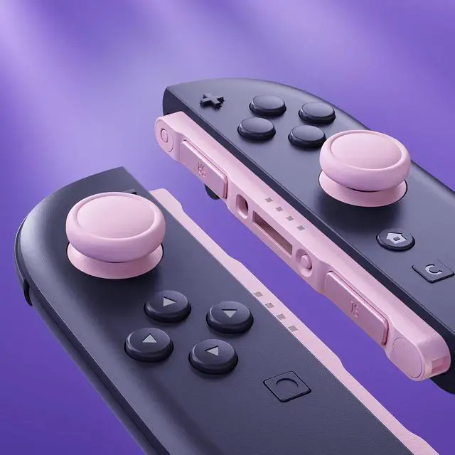 Alt view image 5 of 7 - Replacement 3D Joystick & Thumb Grips & Side Rail Shell Buttons for Nintendo Switch 2 JoyCon, Console Rail Stickers Left Right Analog Thumbsticks Caps for Switch 2 - Cherry Blossoms Pink @