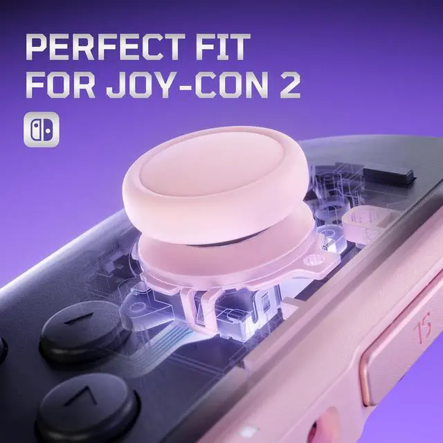 Alt view image 6 of 7 - Replacement 3D Joystick & Thumb Grips & Side Rail Shell Buttons for Nintendo Switch 2 JoyCon, Console Rail Stickers Left Right Analog Thumbsticks Caps for Switch 2 - Cherry Blossoms Pink @