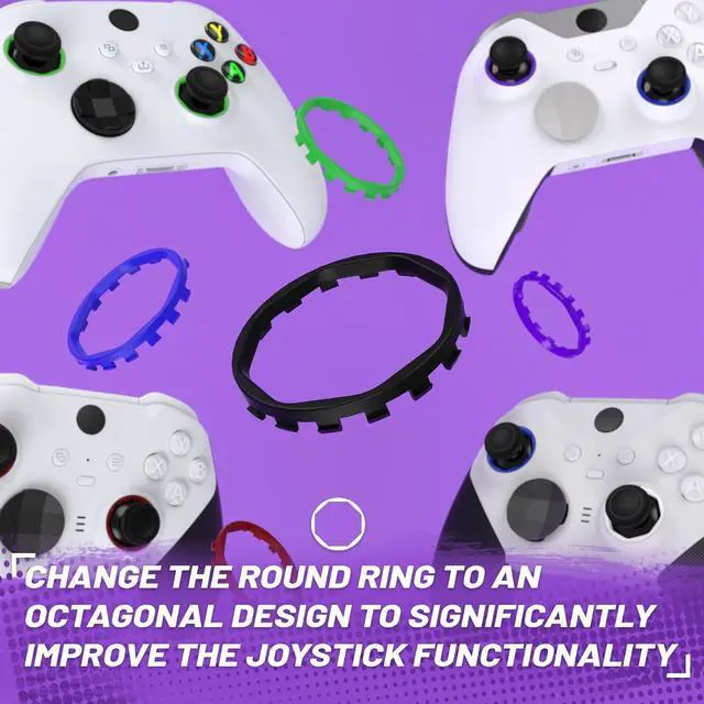 Alt view image 3 of 7 - Redesigned Replacement Octagonal Gated Sticks Accent Rings for Xbox Elite Series 2 Core, for Elite Series 2, for Xbox Elite, for ASR Version Shell for Xbox Series X/S Controller - Black @