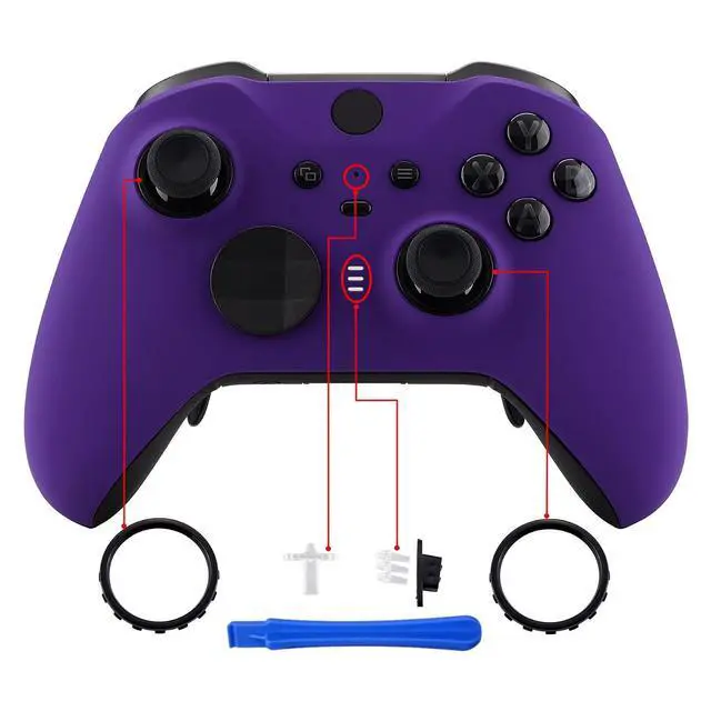 Alt view image 4 of 7 - Purple Soft Touch Grip Faceplate Cover, Front Housing Shell Case Replacement Kit for Xbox One Elite Series 2, Xbox Elite 2 Core Controller Model 1797 - Controller NOT Included @