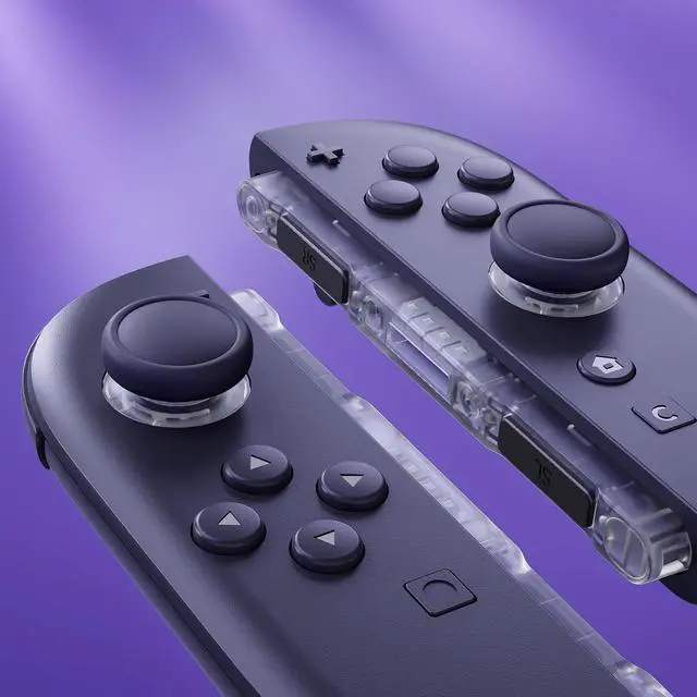 Alt view image 5 of 7 - Replacement 3D Joystick & Thumb Grips & Side Rail Shell Buttons for Nintendo Switch 2 JoyCon, Console Rail Stickers Controller Left Right Analog Stick Thumbsticks Caps for Switch 2 - Clear @