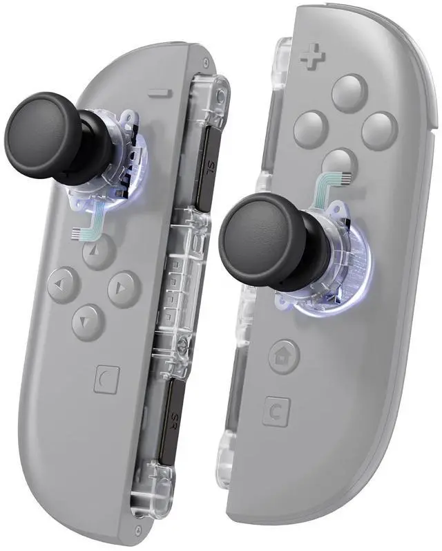 Main image of Replacement 3D Joystick & Thumb Grips & Side Rail Shell Buttons for Nintendo Switch 2 JoyCon, Console Rail Stickers Controller Left Right Analog Stick Thumbsticks Caps for Switch 2 - Clear @