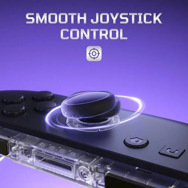 Alt view image 7 of 7 - Replacement 3D Joystick & Thumb Grips & Side Rail Shell Buttons for Nintendo Switch 2 JoyCon, Console Rail Stickers Controller Left Right Analog Stick Thumbsticks Caps for Switch 2 - Clear @