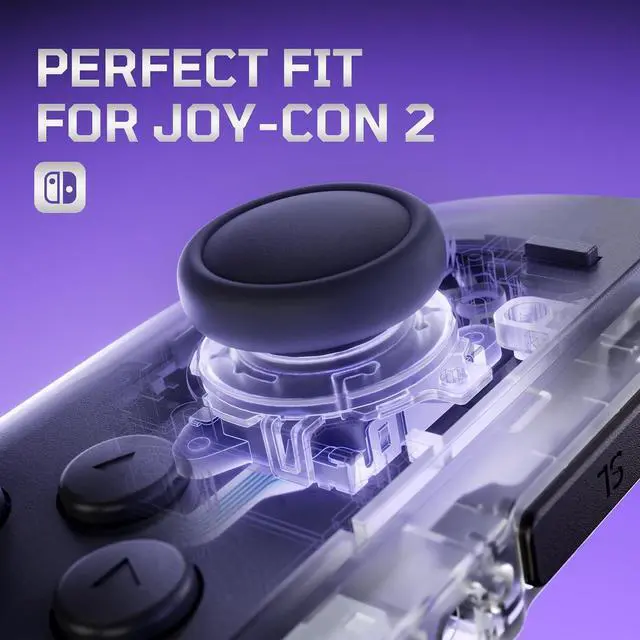 Alt view image 6 of 7 - Replacement 3D Joystick & Thumb Grips & Side Rail Shell Buttons for Nintendo Switch 2 JoyCon, Console Rail Stickers Controller Left Right Analog Stick Thumbsticks Caps for Switch 2 - Clear @