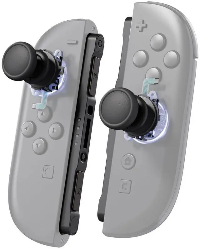 Main image of Replacement 3D Joystick & Thumb Grips & Side Rail Shell Buttons for Nintendo Switch 2 JoyCon, Console Rail Stickers Controller Left Right Analog Stick Thumbsticks Caps for Switch 2 - Black @