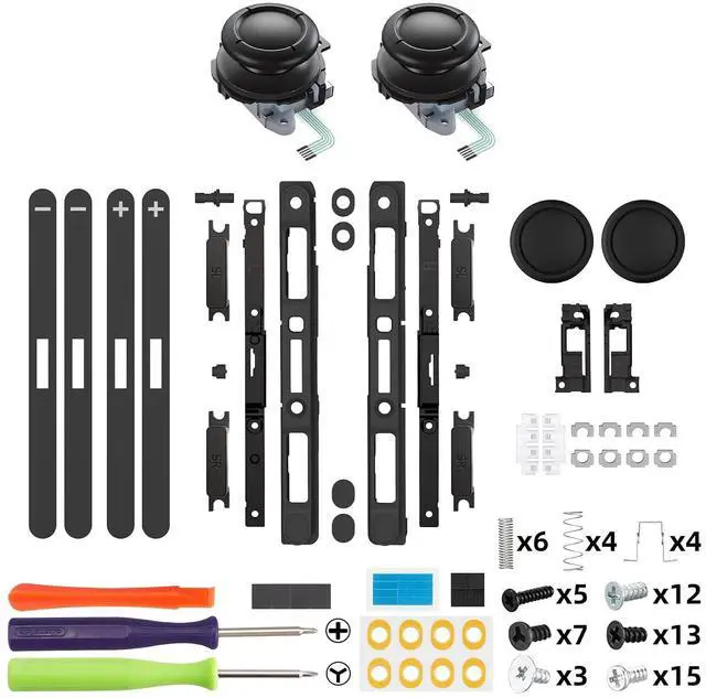 Alt view image 2 of 7 - Replacement 3D Joystick & Thumb Grips & Side Rail Shell Buttons for Nintendo Switch 2 JoyCon, Console Rail Stickers Controller Left Right Analog Stick Thumbsticks Caps for Switch 2 - Black @