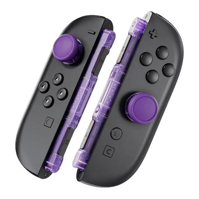 Alt view image 3 of 7 - Replacement 3D Joystick & Thumb Grips & Side Rail Shell Buttons for Nintendo Switch 2 JoyCon, Console Rail Stickers Left Right Analog Thumbsticks Caps for Switch 2 - Clear Atomic Purple @